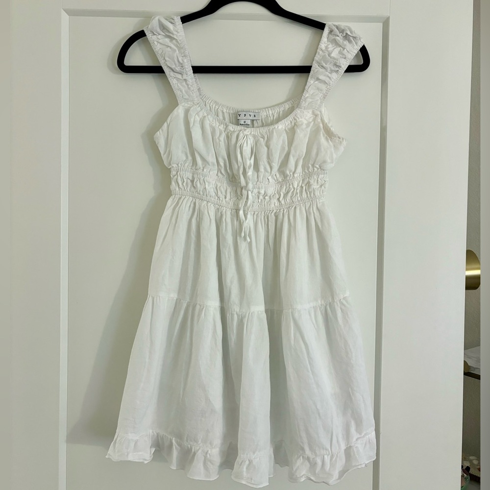 HYFVE Tiered sleeveless white mini dress